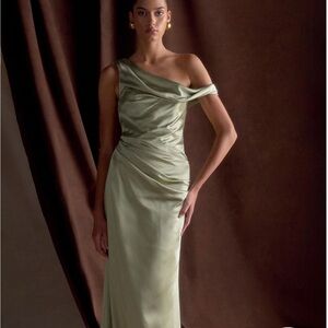 Meshki Dalia Off Shoulder Satin Maxi Dress